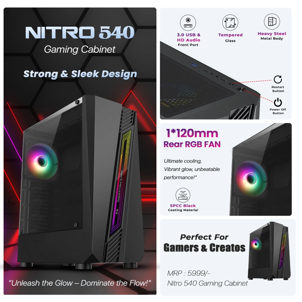 EVM Gaming Cabinet Nitro-540 Black view 2